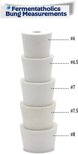 Vista 2 de Tapones de goma TPE de fermentación - Tapones perforados para esclusas (#6, 6.5, 7, 7.5, 8-5-Pack)