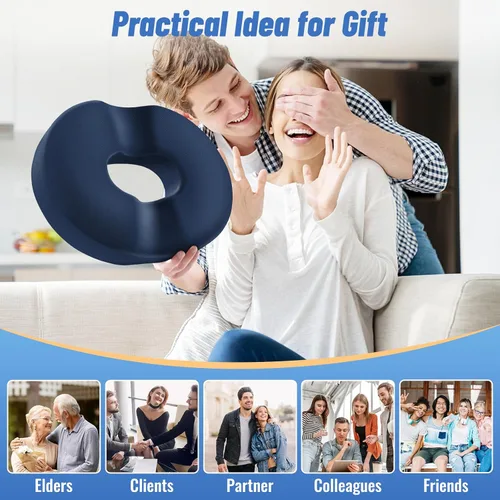 Vista 7 de Cojín de asiento en forma de dona CloudBliss para alivio del dolor de coxis y hemorroides, cojín de silla de espuma viscoelástica para después