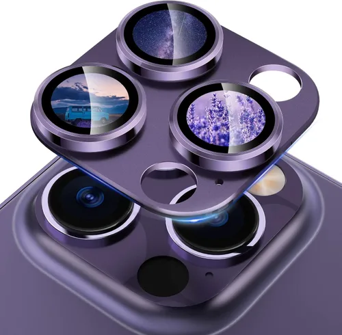 Vista 13 de CloudValley Protector de lente de cámara para iPhone 14 Pro/iPhone 14 Pro Max, vidrio templado 9H metal aluminio [diseño todo en 1], compatible