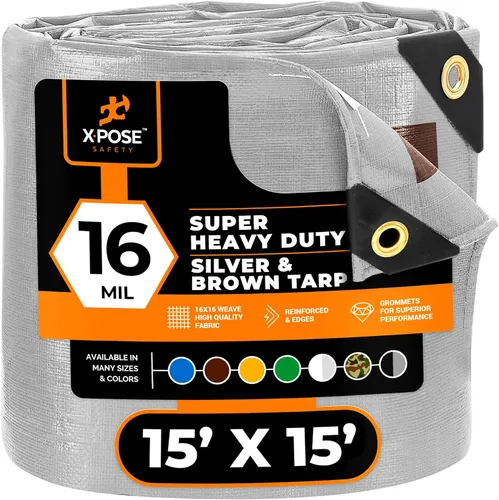 Vista 32 de Xpose Safety - Lona protectora de polietileno de 4 x 20 pies, 16 mil o 0.4mm de grosor, resistente y reforzada para evitar desgarros, resistente a