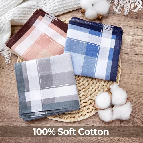 Vista 3 de Ohuhu Pañuelos para hombre, 12 unidades, 100% algodón, juego de cuadrados clásicos de bolsillo, regalo