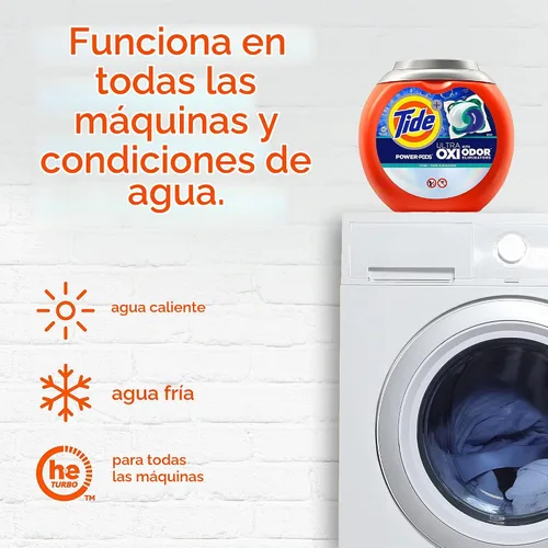Vista 7 de Tide Ultra OXI Power PODS con eliminadores de olores, 48 unidades, para suciedad visible e invisible