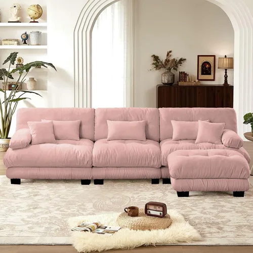 Vista 73 de Sofá Seccional Modular Extragrande de 93.7 pulgadas, Sofá de Dos Plazas Cloud Couch con Almohadas y Cojín Extra Grueso para Sala de Estar, Cine