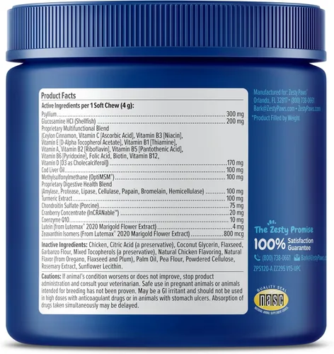 Vista 30 de Zesty Paws Multivitamínico para perros, vitaminas masticables para perros y suplementos para cadera y articulaciones, piel y pelaje, aceite