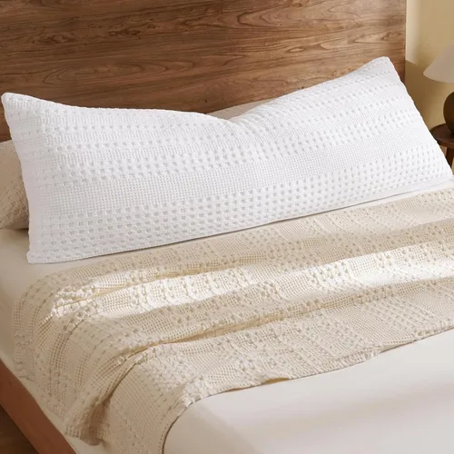 Vista 296 de PHF - Fundas de almohada 100% algodón con tejido gofre europeo, 26 x 26 pulgadas, 2 unidades para decoración elegante del hogar, para cama, sin