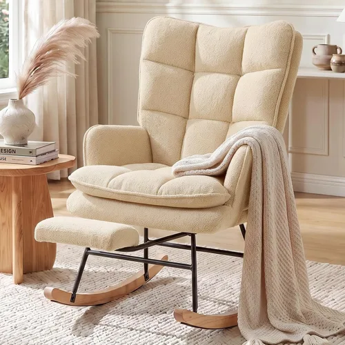 Vista 10 de Mecedora de doble capa para guardería, silla mecedora con reposapiés