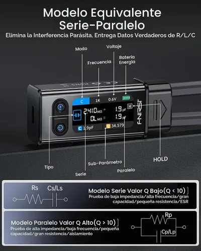 Vista 4 de FNIRSI LCR-ST2 100kHz LCR Meter Tweezer SMD & Through-Hole Component Tester