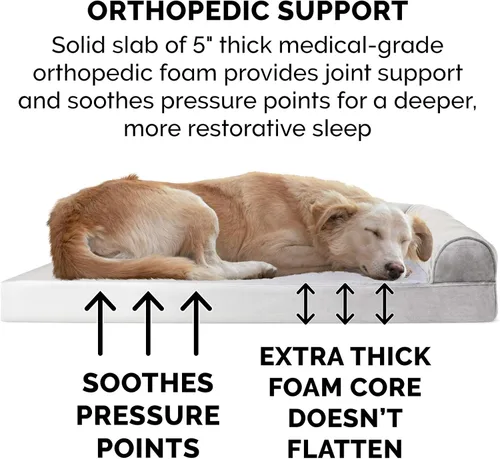 Vista 104 de Furhaven - Cama ortopédica para perros, estilo sofá, acolchada, con funda extraíble y lavable, color gris hierro, tamaño jumbo plus (XXL)