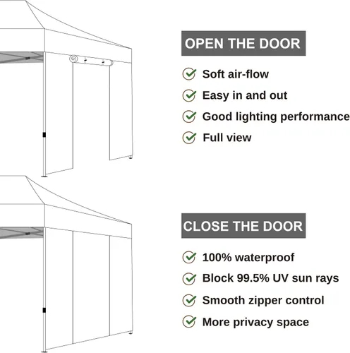 Vista 2 de Cooshade - Pared solar instantánea para toldo de 8 x 8 pies, para carpas desmontables, solo pared con puerta, 1 paquete, color azul