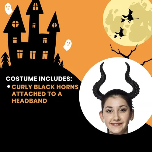 Vista 4 de HMS Cuernos malévolos unisex para adultos, negros, talla única, Negro