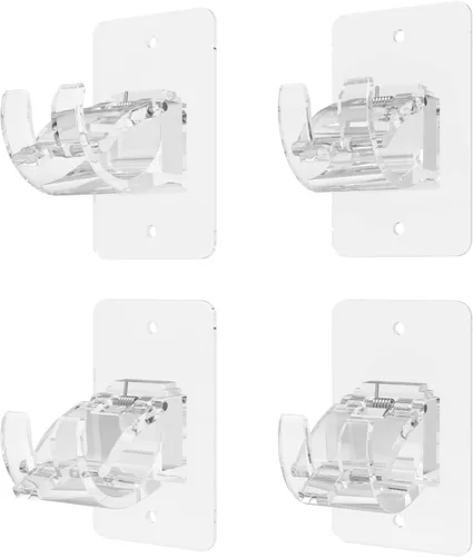 Vista 15 de 2 piezas de soportes de barra de cortina autoadhesivos, soportes universales de plástico para barra de cortina, soportes de barra de cortina sin