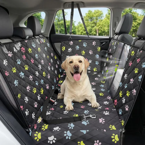 Vista 11 de Funda de asiento de coche para perros, funda de asiento para perros 600D resistente y duradera para asiento trasero, hamaca para perros 100%