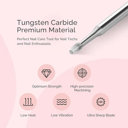 Vista 4 de MelodySusie Broca de limpieza de cutículas de 0,95 cm, broca de carburo de seguridad profesional para debajo de las uñas, broca para uñas