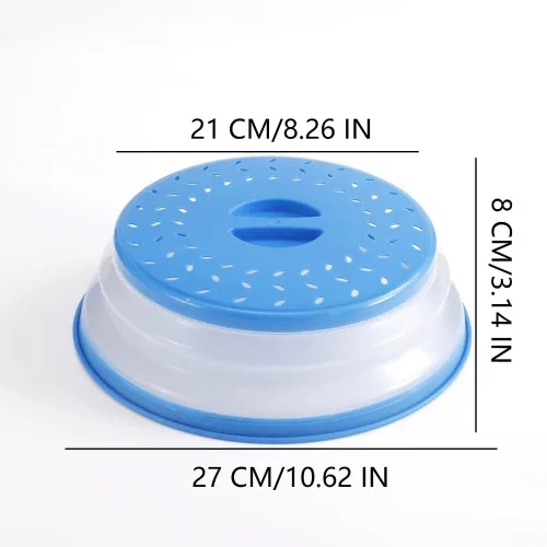Vista 37 de Cubierta plegable para salpicaduras de microondas, cubierta de plato de microondas con ventilación de vapor, silicona y plástico sin BPA
