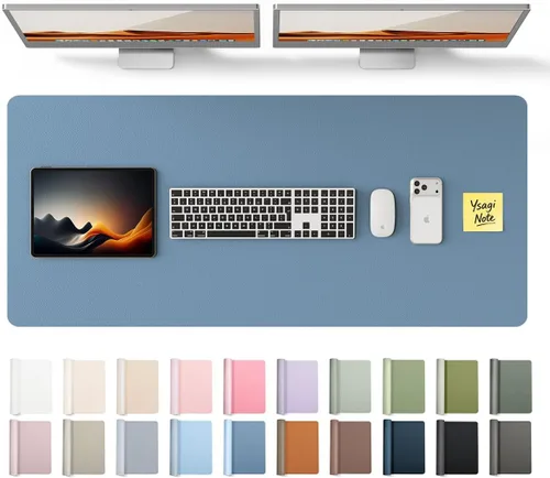 Vista 86 de YSAGi Protector de escritorio de cuero, tapete de oficina, alfombrilla grande para mouse, secante de cuero PU antideslizante, escritorio