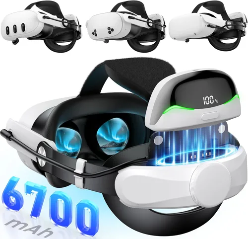 Vista 13 de Kawaye Head Strap for Meta Quest 3S/3/2, 6700mAh Hot-Swap Batteries for Oculus Head Strap Extend 2-3Hrs,Dual Dial Adjustable VR Headset Strap for