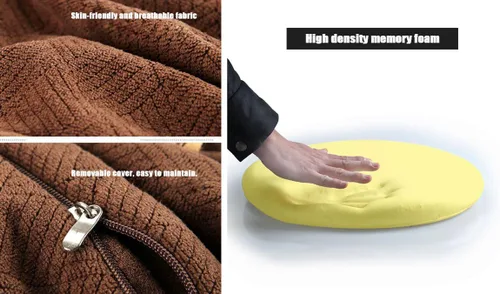 Vista 3 de Sigmat Cojín de espuma viscoelástica antideslizante suave y redondo para silla, 20 pulgadas, color camello