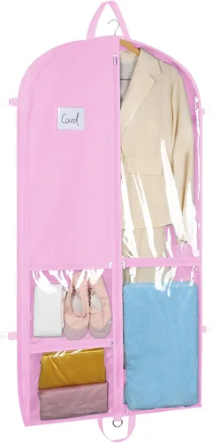 Vista 8 de Bolsa de ropa de baile transparente Zilink para niñas adolescentes, bolsas de baile para bailarines y adolescentes con 5 bolsillos transparentes