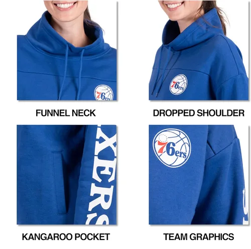 Vista 9 de Ultra Game - Sudadera con capucha de forro polar para mujer de la NBA con cuello de embudo