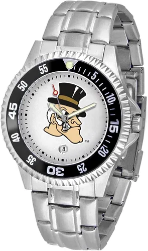 Vista 46 de SunTime Reloj de cuarzo de 1.575 in para hombre, correa de acero inoxidable de 0.787 in, esfera Gameday