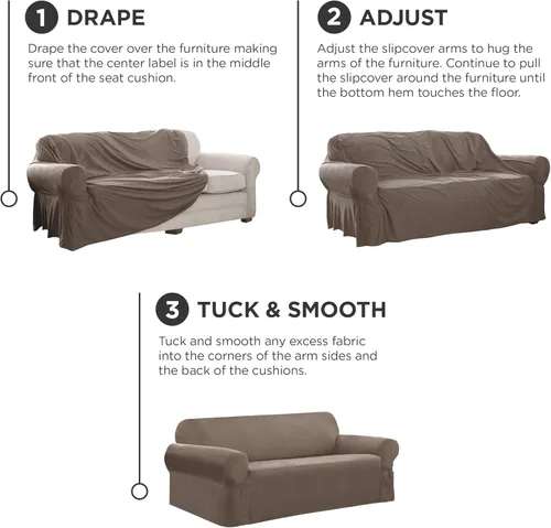 Vista 5 de Zenna Home, Funda para muebles color chocolate/marrón: Funda elástica de felpa de 1 pieza para sofá biplaza (EFCLSTCH)