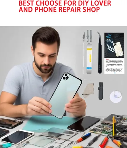 Vista 6 de Reemplazo de cristal trasero para iPhone 13 Pro Max con herramientas de reparación, reemplazo de cubierta trasera de gran agujero para todos