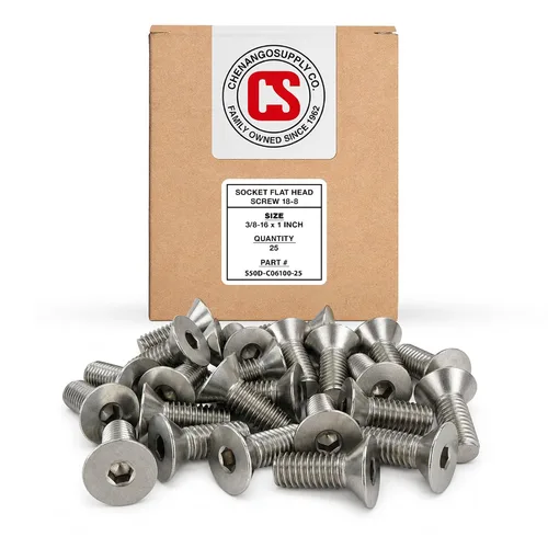Chenango Supply Tornillos de cabeza plana de acero inoxidable 3/8-16 x 1