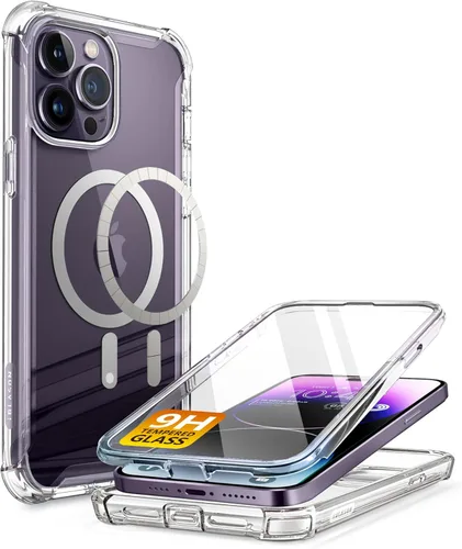 Vista 13 de i-Blason Ares - Funda diseñada para iPhone 14 Pro de 6.1 pulgadas (versión 2022), funda transparente resistente de doble capa con protector
