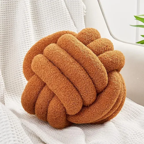 Vista 22 de Uvvyui Bola de almohada de nudo, almohadas decorativas suaves para el hogar, almohada decorativa redonda, almohada de felpa anudada hecha a mano