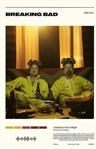 Breaking Bad Póster de película, lienzo artístico, impresión moderna para dormitorio familiar, decoración estética, 12 x 18 pulgadas (11.8 x 17.7 in)