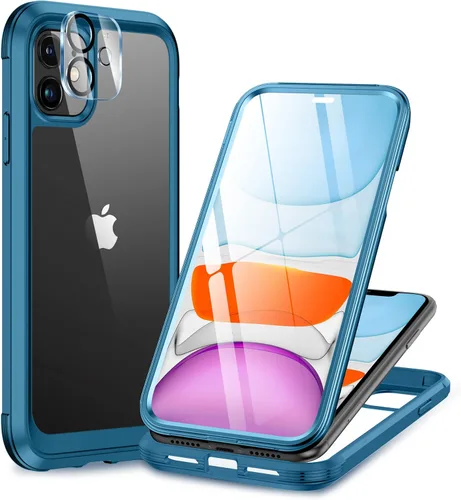 Vista 100 de Miracase Funda magnética para iPhone 14 de 6.1 pulgadas, protector de pantalla de vidrio templado integrado + protector de lente, compatible