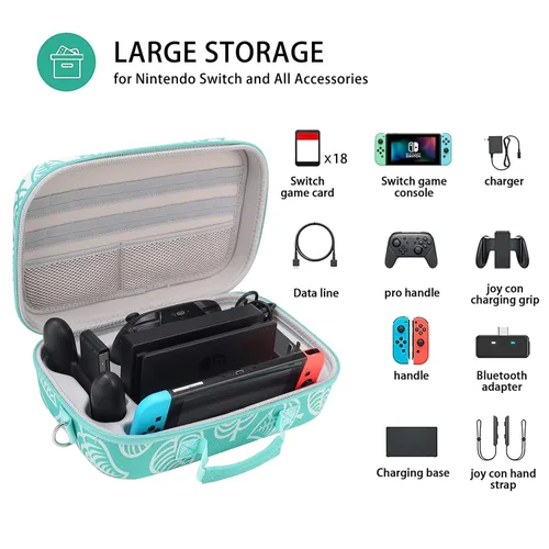 Vista 2 de Pemalin Carrying Travel Case for Nintendo Switch OLED Model, Hard Shell Storage Case for Switch Console and Full Set of Accessories, with Mesh