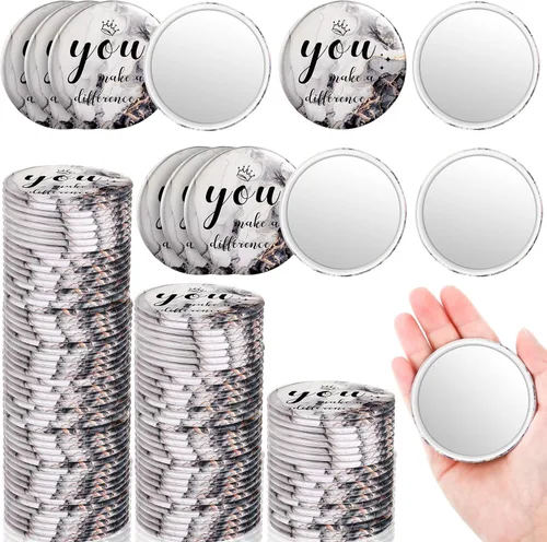 Vista 8 de Tradder 48 piezas de 2.76 pulgadas, mini espejo compacto inspirador a granel para maquillaje, monedero de bolsillo para mujeres, día de la madre