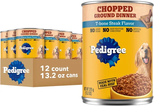 Vista 21 de Pedigree Comida húmeda suave para perros adultos picada molida con carne de res, latas de 13.2 onzas, 12