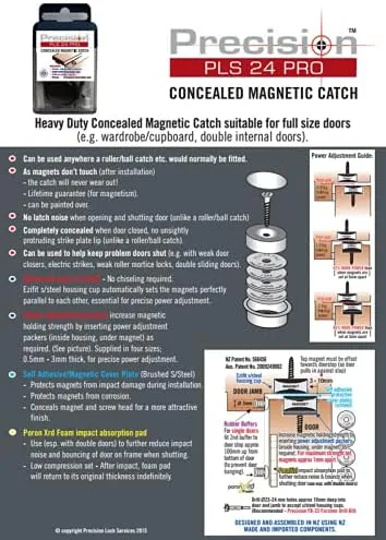 Vista 6 de PLS 24 PRO - Cierro magnético oculto para puertas de uso ligero a pesado con un grosor mayor a 30 mm (1.18"), paquete de 2