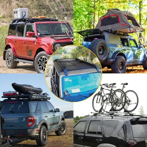 Vista 3 de Maxzina Kit de barras transversales para Ford Bronco 2021 2022 2023 2023, portaequipajes para techo Bronco, accesorios de 4 puertas, tapa dura