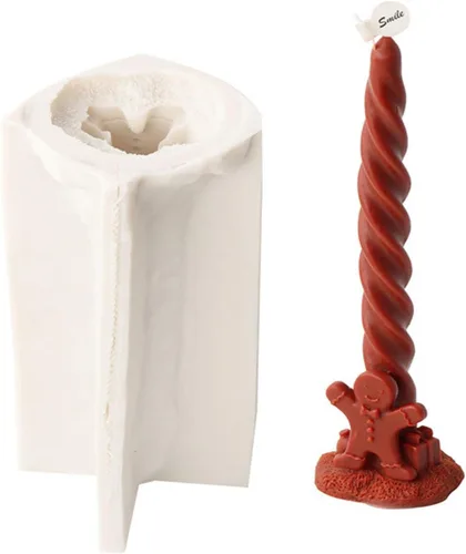 Vista 10 de Christmas Spiral Taper Candle Mold, Long Twisted Silicone Candle Mold, Christmas Pillar Candle Mold for Candle Making, Xmas Home Decor (Deer)