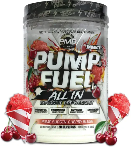 PMD Sports Pump Fuel All in Insanity, Polvo Pre-Entreno Definitivo y Bomba Muscular, Energía de Máxima Fuerza, Concentración, Resistencia y All-in