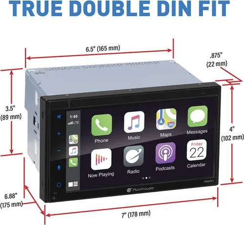 Vista 6 de Planet Audio P9900CPA - Reproductor multimedia Apple / Android Auto de doble DIN para automóvil, con pantalla táctil LCD de 6.75 pulgadas