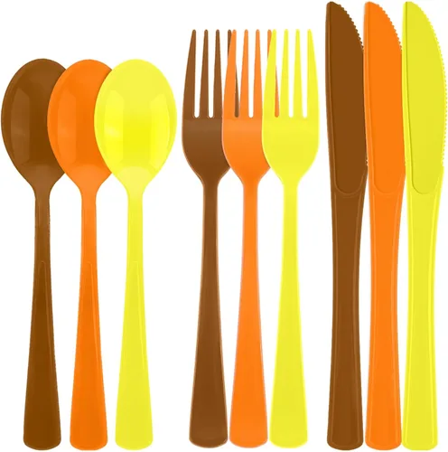 Vista 10 de Kochorie 300 Piezas de Vajilla de Plástico Pastel de Plata, Juego de Cubiertos de Plástico Resistente, Utensilios Desechables Pesados Incluye