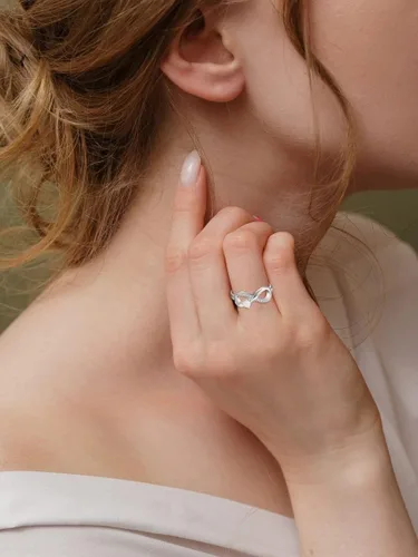 Vista 3 de STARCHENIE Infinity Promise Anillo de plata de ley 925 con alas de ángel y corazón para mujer, talla 5-10, Plata de ley 925, metal
