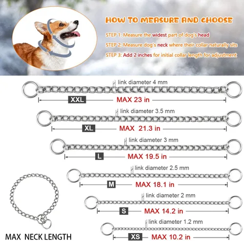 Vista 4 de TagME Collar de cadena para perros, collar ajustable a prueba de clima para perros pequeños y cachorros, collar de entrenamiento de mascotas