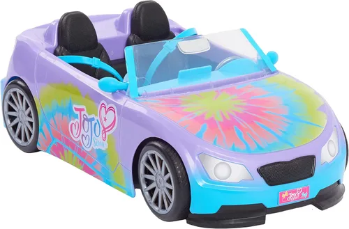 Vista 5 de JoJo Siwa California Cruiser, coche de muñeca, teñido anudado arcoíris, se adapta a dos muñecas de moda