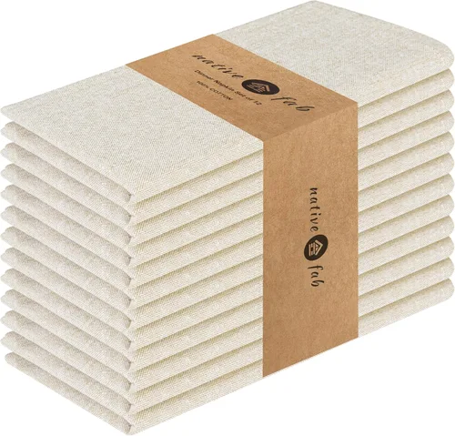 Vista 7 de Native Fab Blue Cloth Napkins, 4 Pack, 100% Cotton, 17x17 Inches, Heavy Duty, Soft Texture, Quick Drying, Great for Spring Holidays, Family