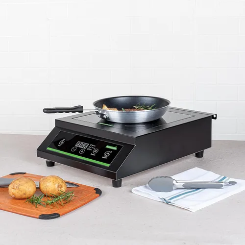 Vista 4 de Restaurantware -Kitchen Tek - Placa de inducción de 1800 W, 1 placa eléctrica con sensor táctil - 140F a 465F, 10 ajustes de potencia, estufa
