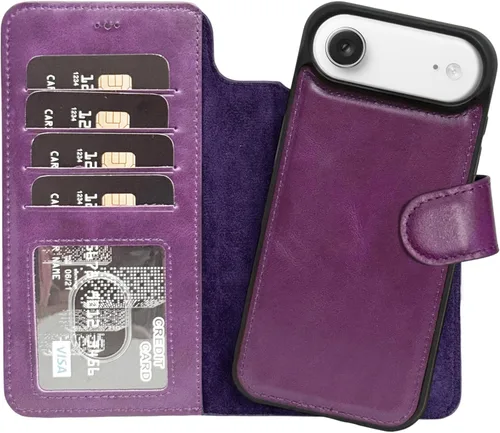 Vista 49 de HARDISTON Funda de piel auténtica de alta calidad hecha a mano para iPhone XR, tarjetero doble, funda magnética desmontable, función atril Marrón