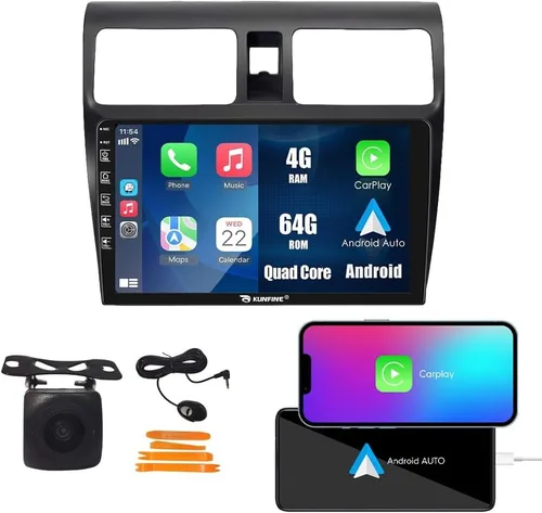 Vista 10 de Kunfine Coche CarPlay Android Navegación Automática Estéreo GPS Radio Reverse Cámara Pantalla 10 "IPS Pantalla Táctil Headunit Tablet Pad Media