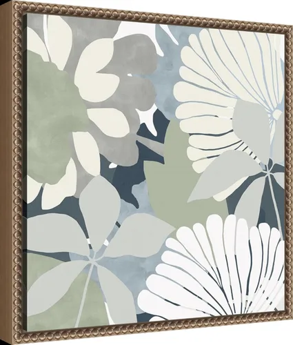 Vista 2 de Amanti Art Framed Canvas Wall Art 16x16 Big Retro Flowers II by Flora Kouta, Framed Wall Art Canvas, Abstract Artwork, Traditional Decor, Small