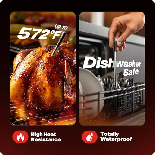 Vista 5 de Termómetro inalámbrico inteligente para carne con sonda ultrafina, 6 sensores de precisión termómetro digital de alimentos 0.5S lectura instantánea