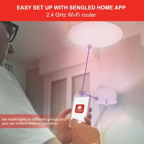 Vista 9 de Sengled Bombilla inteligente, bombilla que cambia de color, bombillas WiFi, no requiere concentrador, bombillas inteligentes compatibles con Alexa